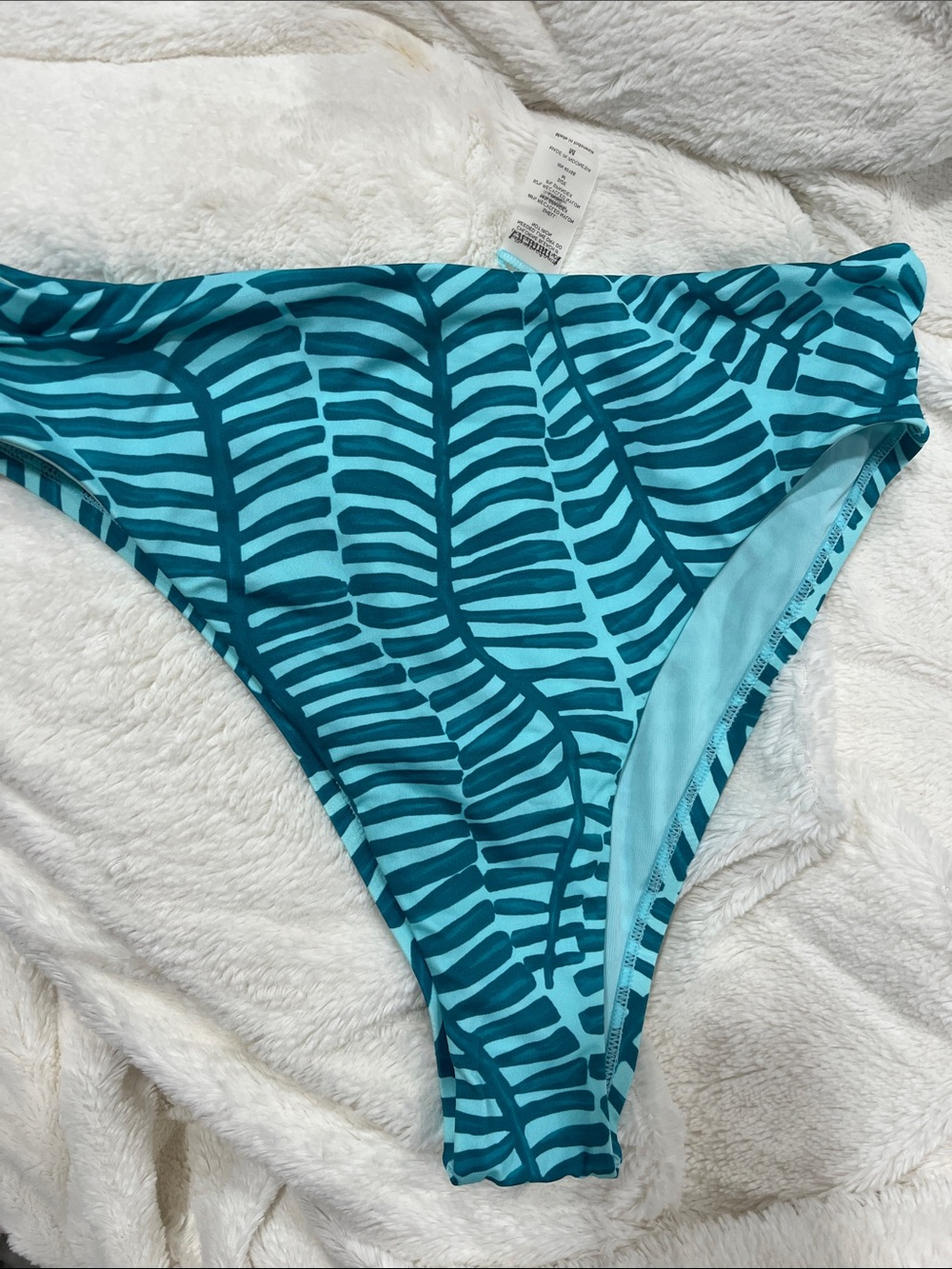 Vitamin A Teal Palm-Print Bikini Bottom